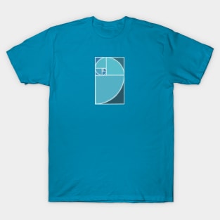 blue fibonacci spiral T-Shirt